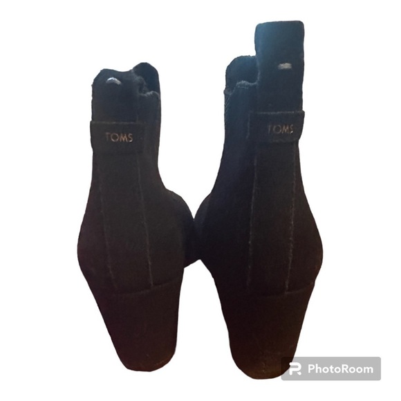 Toms Women’s Kelsey Black Suede Ankle Wedge Booties - Picture 9 of 13